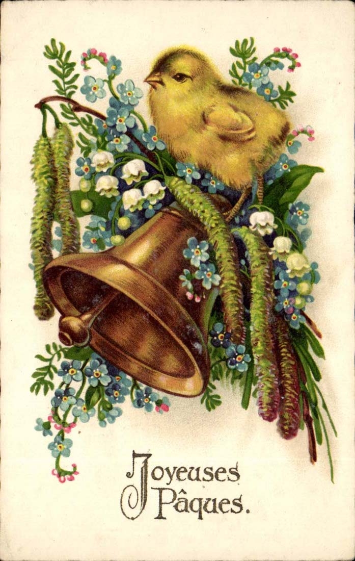 CPA Fantaisie Joyeuses PAques (poussin cloche)