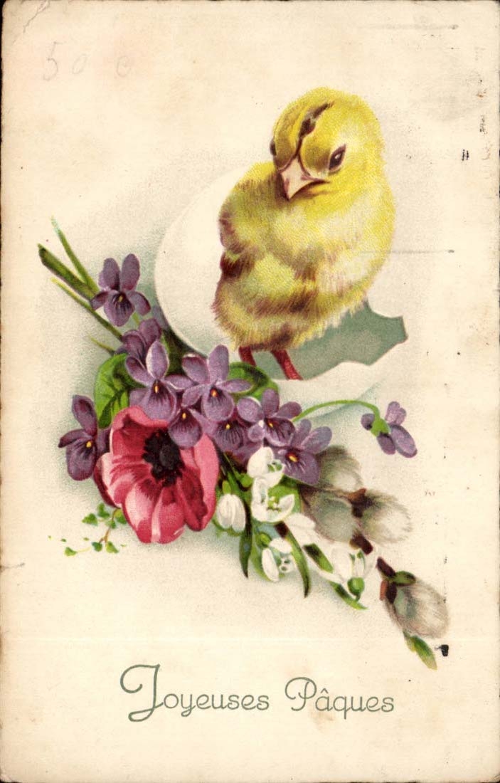 CPA Fantaisie Joyeuses Paques (poussin)