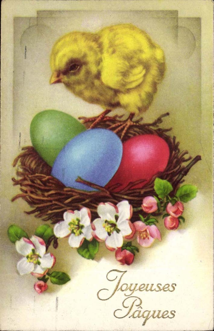 CPA Fantaisie Joyeuses Paques (oeufs poussin )