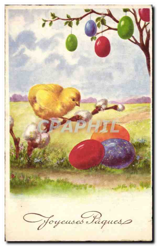 CPA Fantaisie Joyeuses Paques (oeufs poussin )