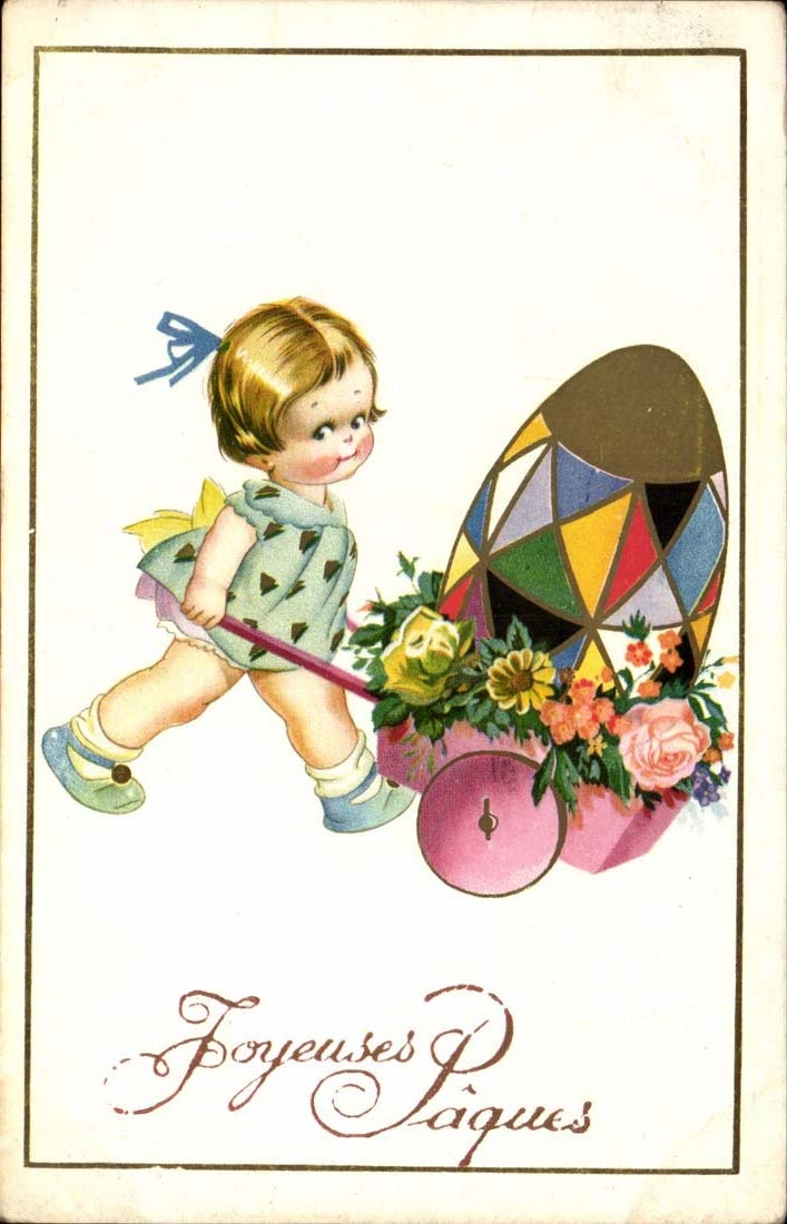 CPA Fantaisie Joyeuses Paques (oeufs enfant)
