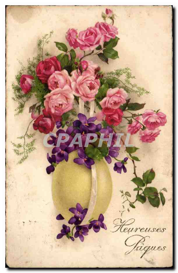 CPA Fantaisie Joyeuses Paques (oeuf fleurs)