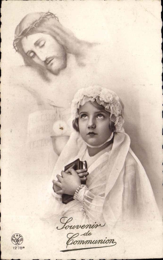 CPA FAntaisie Enafnt Souvenir de communion (Christ)