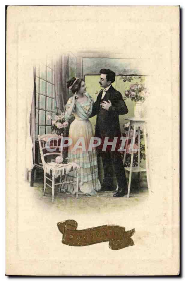 CPA Fantaisie Souvenir (couple)