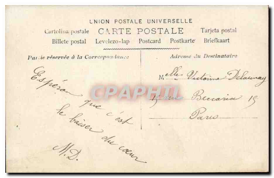CPA Fantaisie Couple Fiancailles Premier baiser — Rückseite