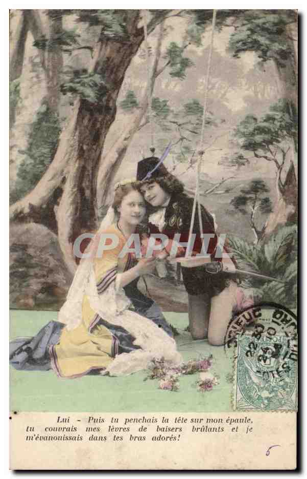 CPA Fantaisie Romeo et Juliette Puis tu pencahis la tete sur mon epaule (theatre enfants)