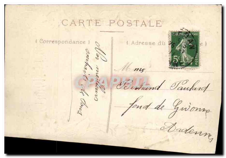 Femme — portrait en médaillon — carte postale décorée — Reverso