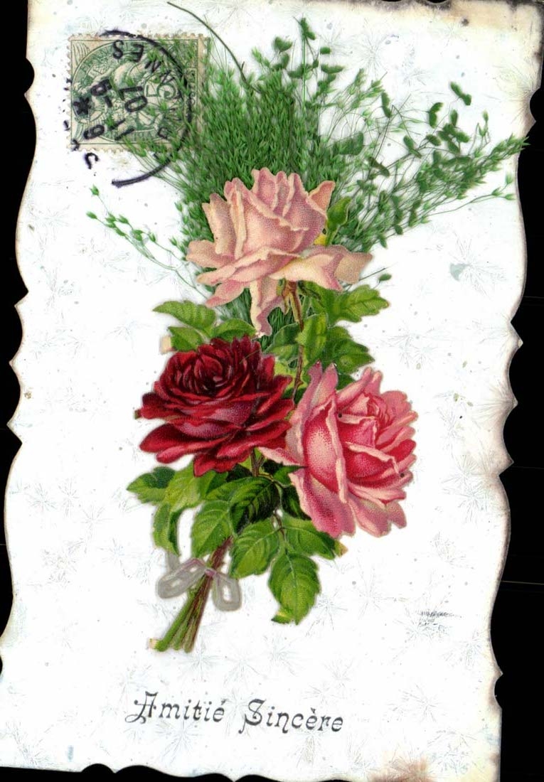 Bouquet de roses — Amitié Sincère — éditeur non visible
