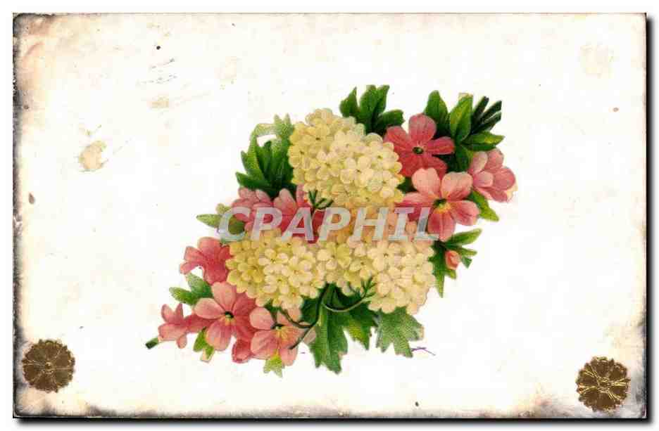 CPA Fantaisie Fleurs DEcor en relief 