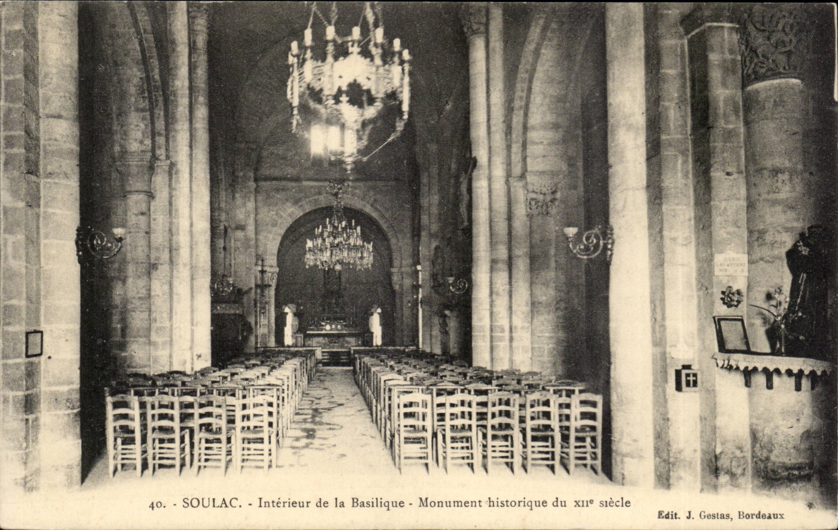 Soulac - Innenansicht der Basilika - Denkmal des 12. Jahrhunderts — Verlag J. Gestas, Bordeaux