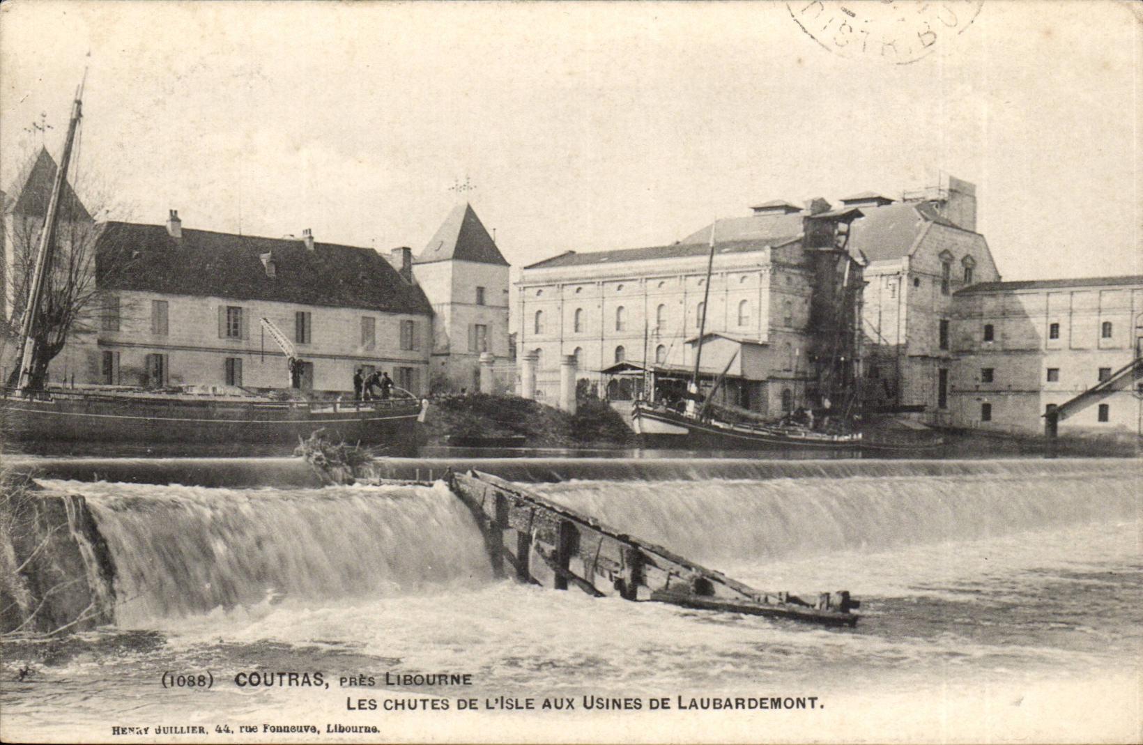 COURTRAS, PRÈS LIBOURNE — Les chutes de l'Isle aux usines de Laubardemont — Henry Juillier, 44, rue Fonneuve, Libourne