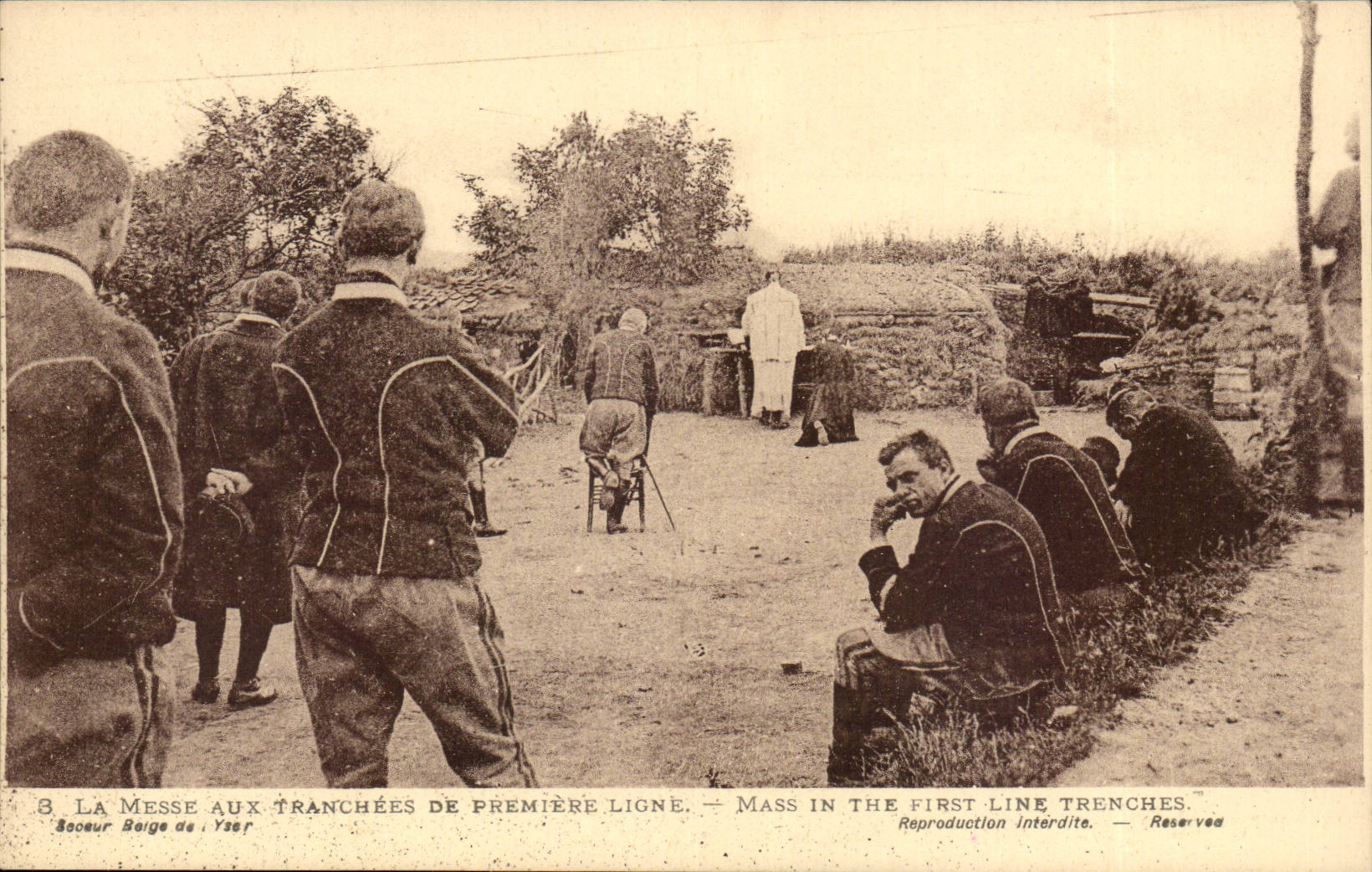 La Messe aux tranchées de première ligne — Mass in the first line trenches — Bocœur, Baige de l’Yser