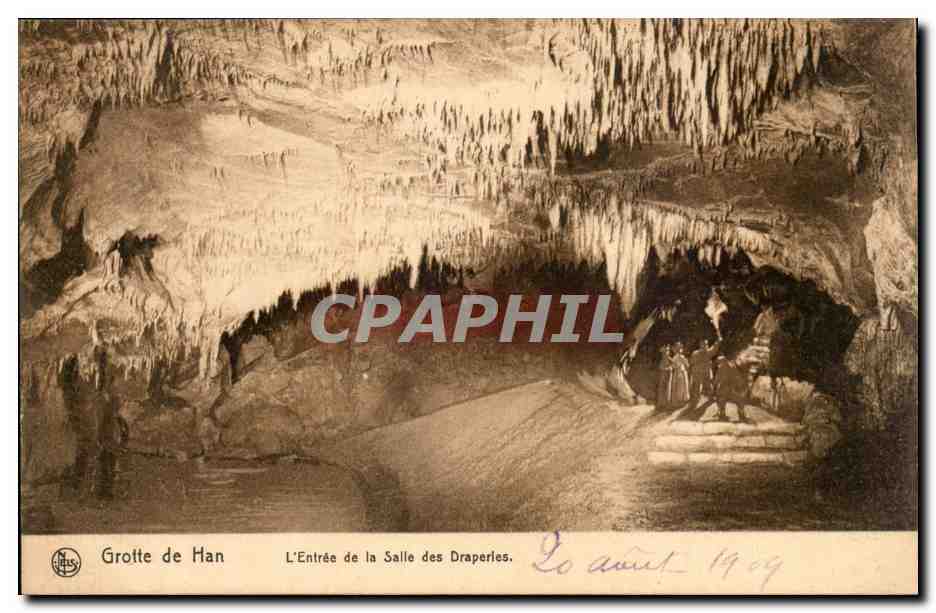 Grotte de Han — L'Entrée de la Salle des Draperies — S.A. des Œuvres du Haut-sûr-Jesse, Bruxelles