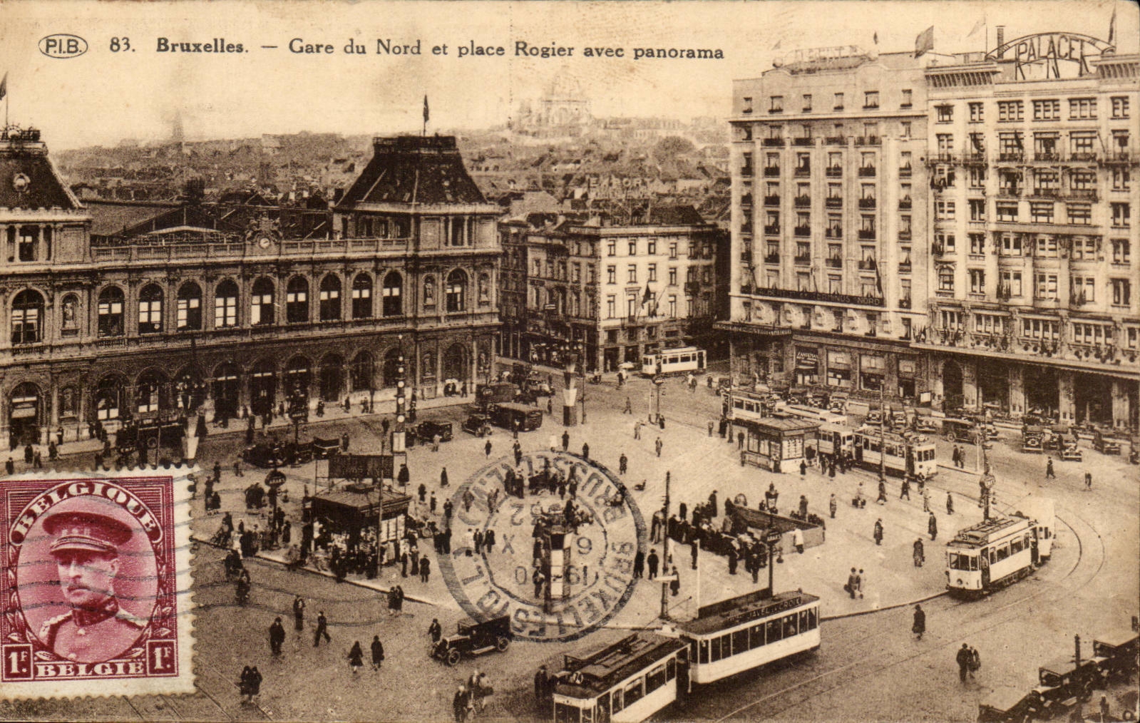 Belgique - Belgien - Belgium - Bruxelles - Brussels - Gare du Nord et place Rogier avec panorama - CPA 