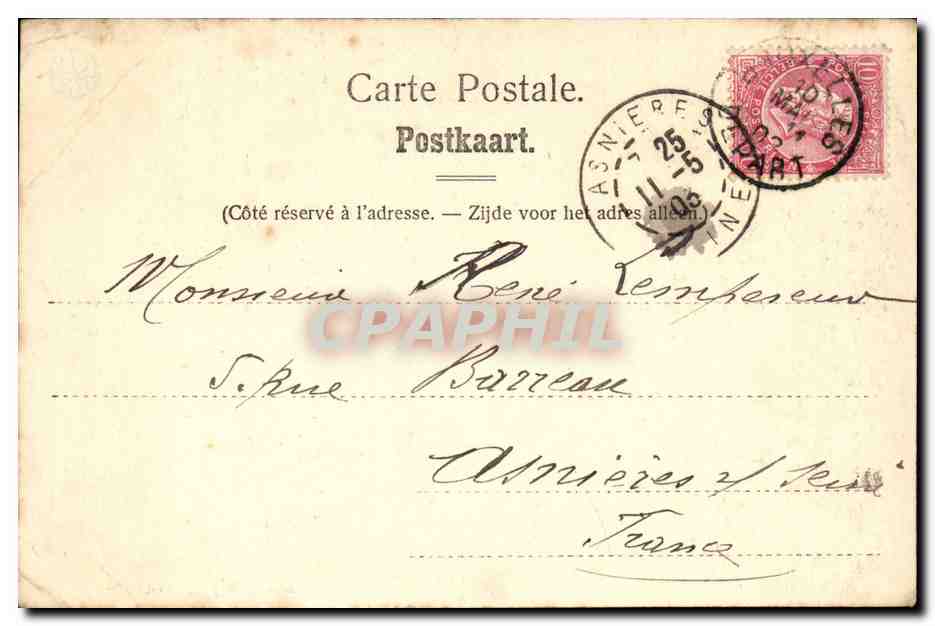 Belgique - Belgien - Belgium - Bruxelles - Brussels - Palais du Roi - CPA  — Rückseite