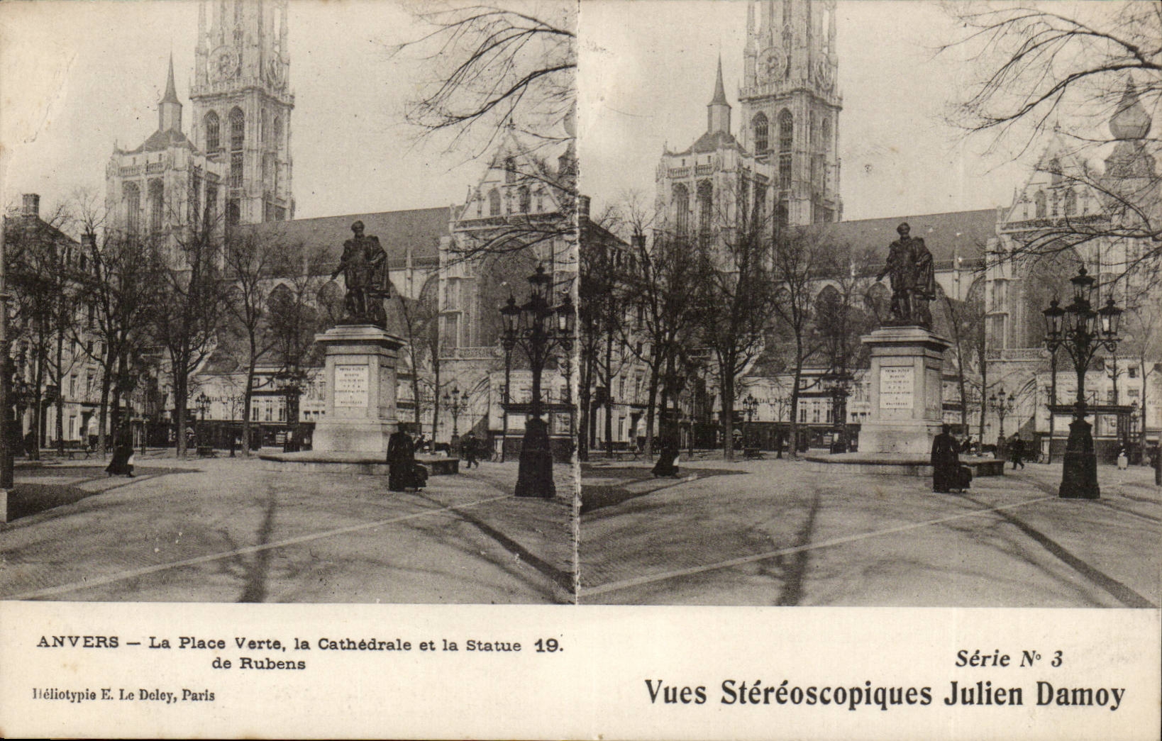 Belgique - Belgien - Belgium - Anvrs - Antwerpen - la Place Verte La cathedrale et le Statue de Rubens - CPA 