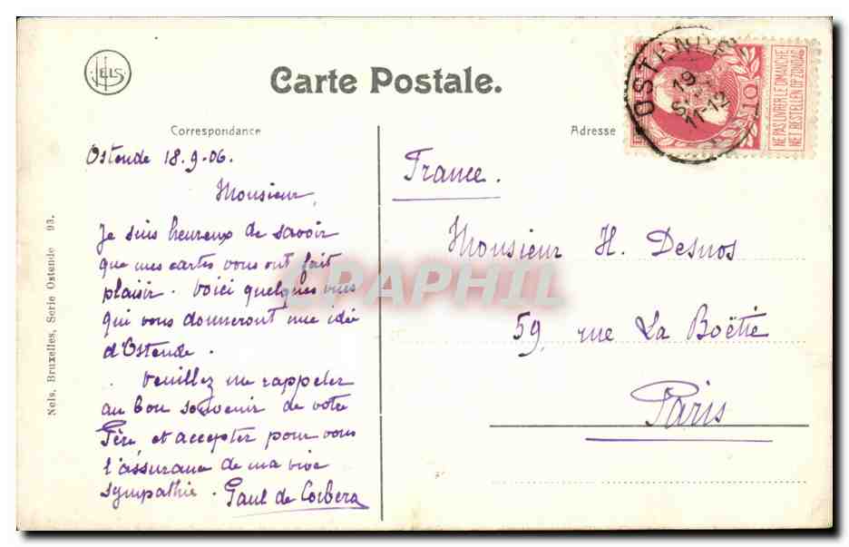 Ostende — Le Kursaal, dont la salle du fête contient 7.000 personnes — Bruzelles, série 03 — Verso