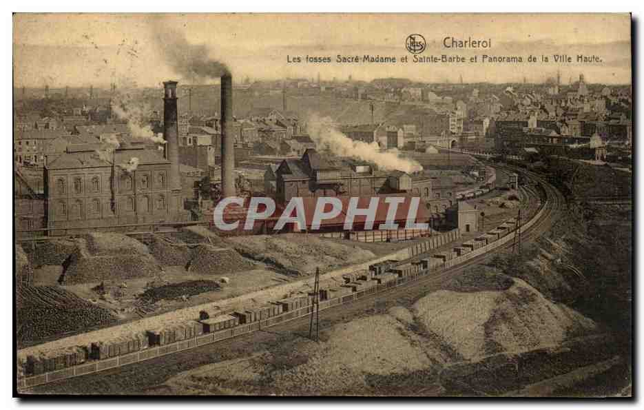Belgique - Belgien - Belgium - Charleroi Les Fosse sacre Madame et Sainte Barbe et Panorama de la Ville - CPA 