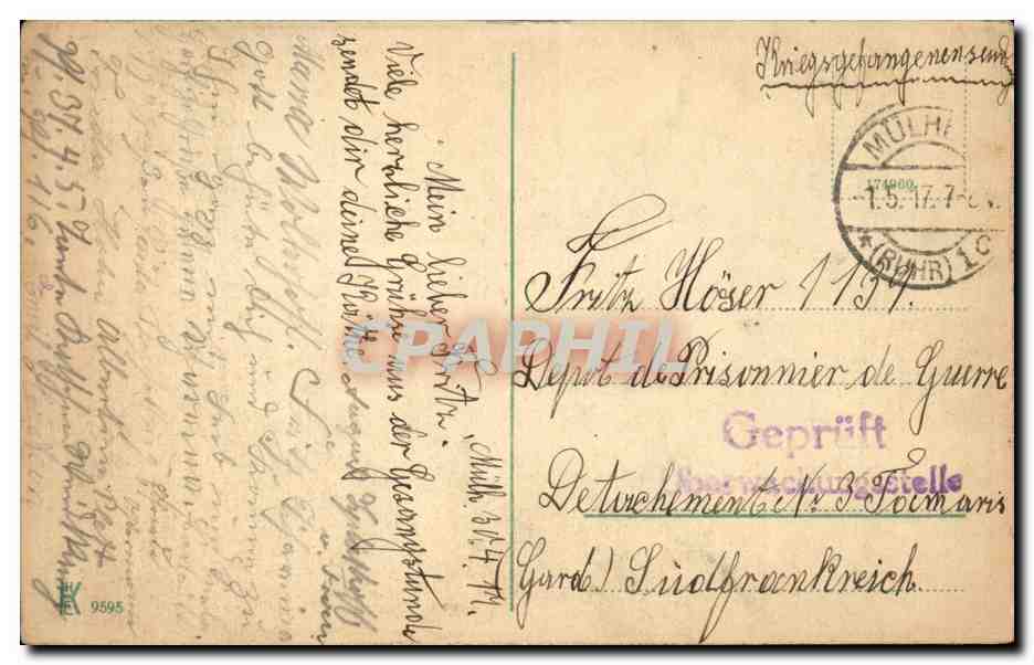 CPA Mulheim Ruhr Ruhpartie mit Kahlenberg — Rückseite