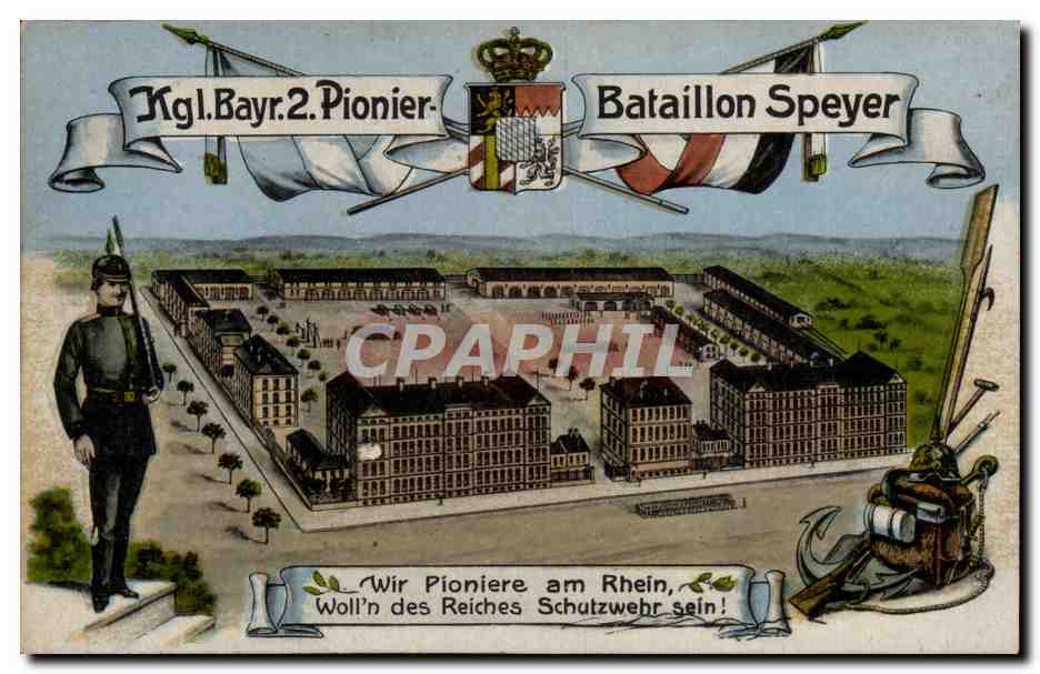 Bataillon Speyer — Kgl. Bayr. 2. Pionier — éditeur : Richtscher Kunst- u. Postkarten-Verlag, Mannheim