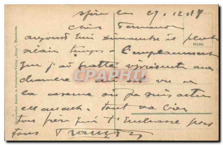 Bataillon Speyer — Kgl. Bayr. 2. Pionier — éditeur : Richtscher Kunst- u. Postkarten-Verlag, Mannheim — Verso