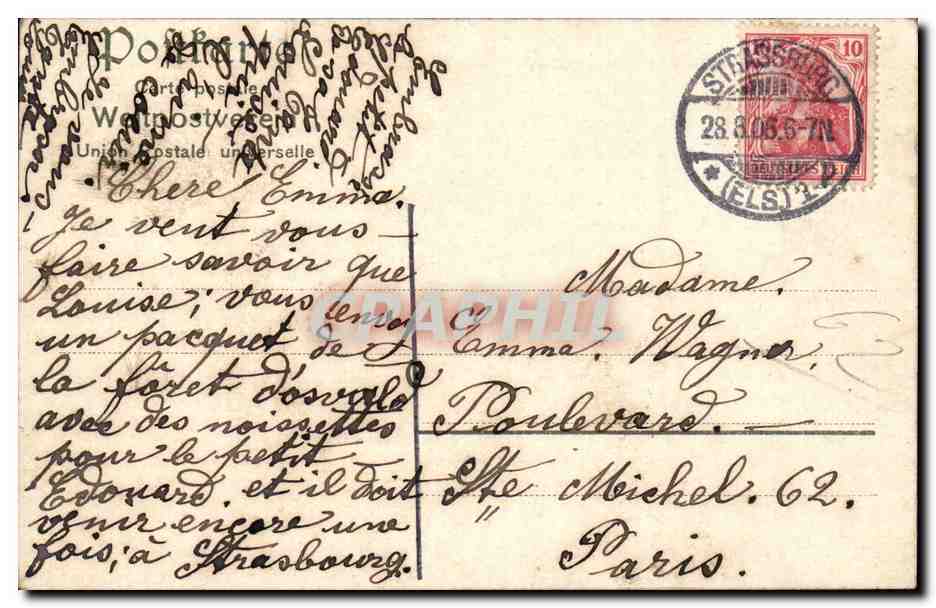 Strassburg CPA Eglise protestante de la garnison et palais imperial — Rückseite