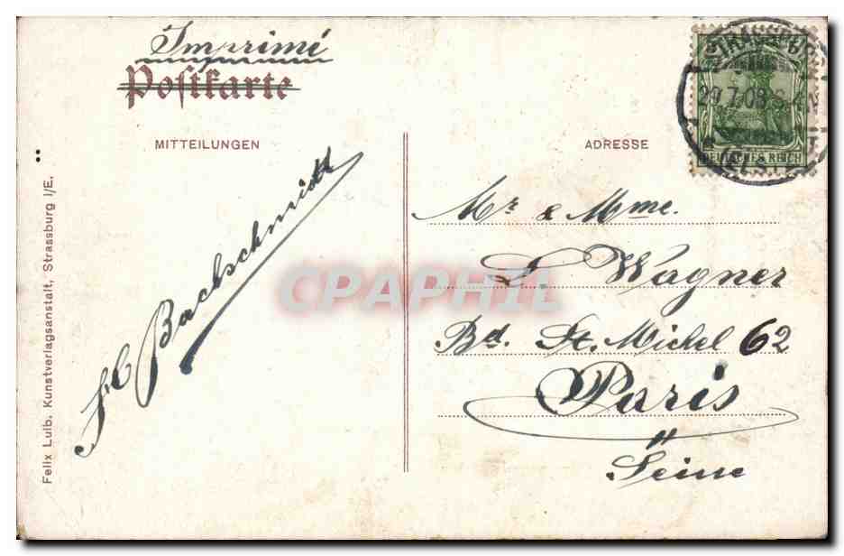 Strassburg CPA Pont du Rhin pers Kehl — Verso