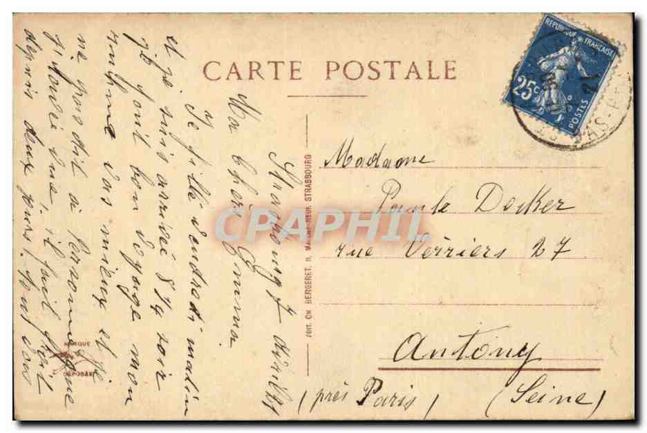 Strasbourg CPA Pont du chemin de fer sur le Rhin pres de Kehl — Verso