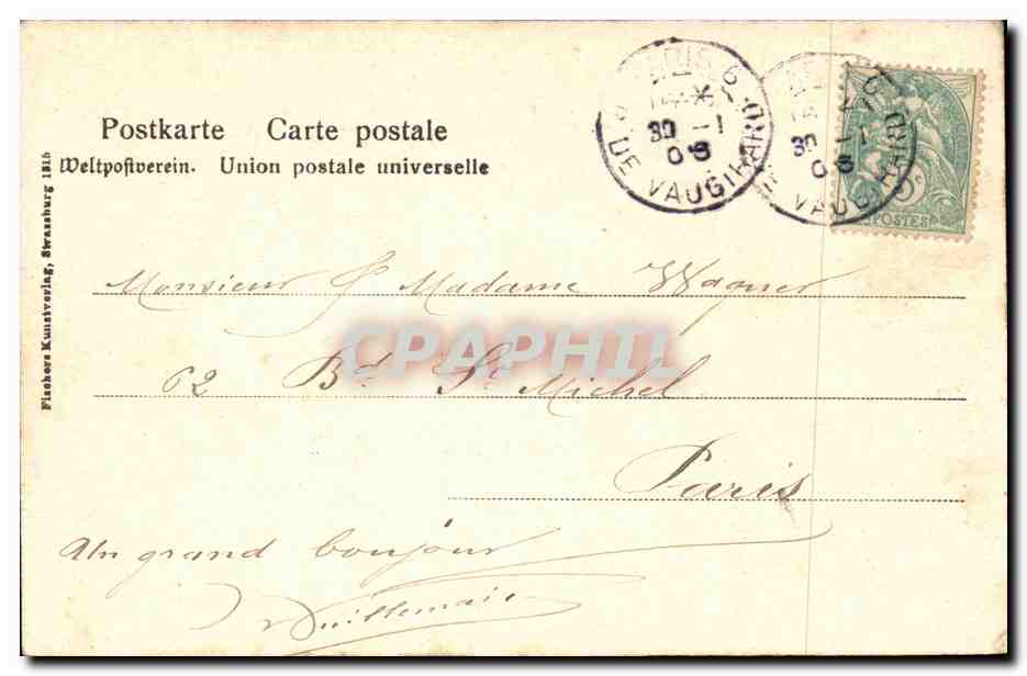 Strasbourg — Rabenplatz — Fischer Kunstverlag, Strasbourg 1916 — Achterkant