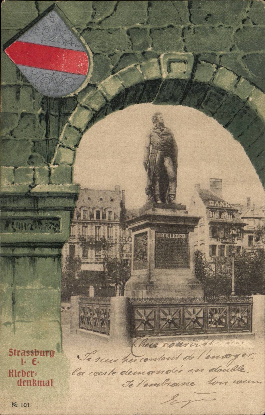 Strasbourg - Monument à J.B. Kleber — éditeur J.A. Deppisch, n° 101