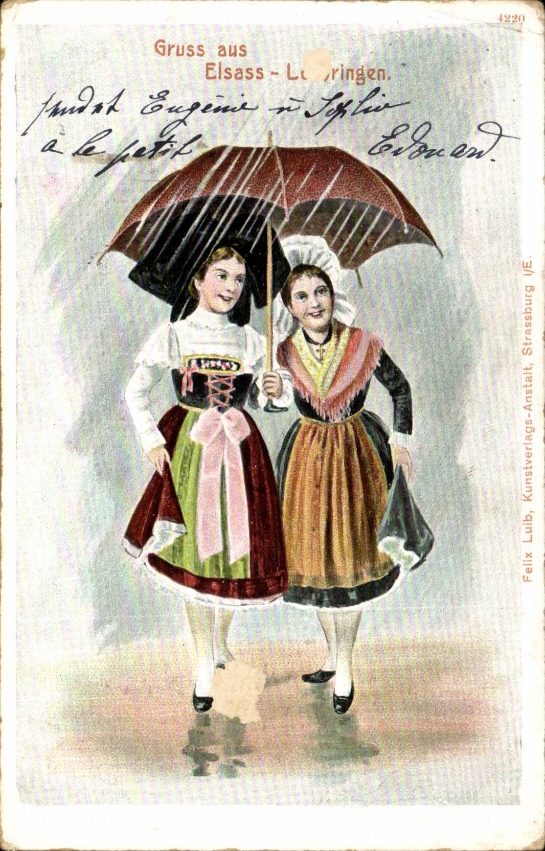 CPA GRuss aus Elsass Lothringen (folklore enfants)