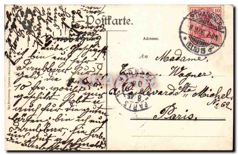 Strassburg CPA Vue prise du quai des pecheurs — Rückseite
