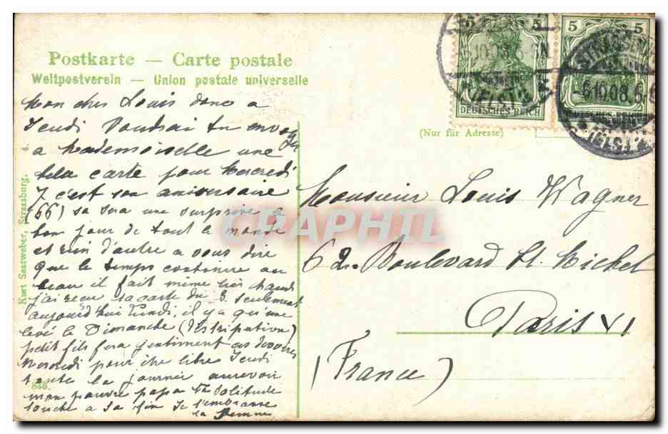 Strassburg CPA Kammerzell La plus ancienne maison de Strasbourg — Verso