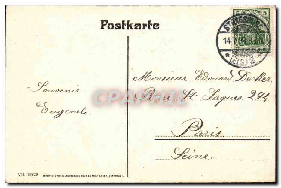 Strassburg CPA d r ysere Mann  — Rückseite