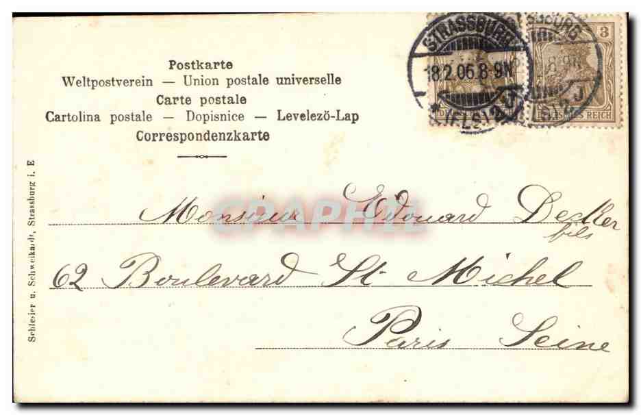 Strassburg 1870 CPA Le temple neuf  — Rückseite
