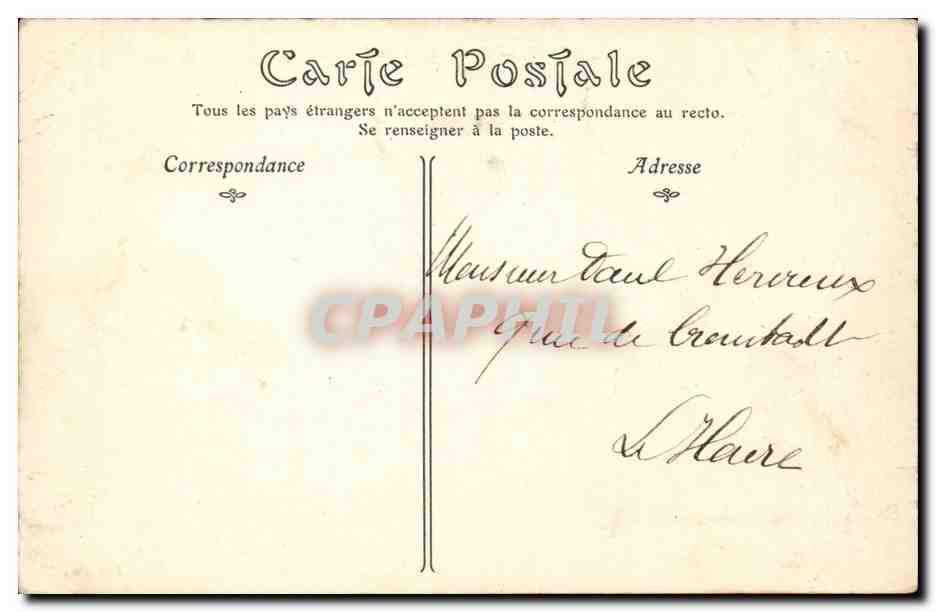 Etretat CPA La falaise d'aval a maree basse — Verso