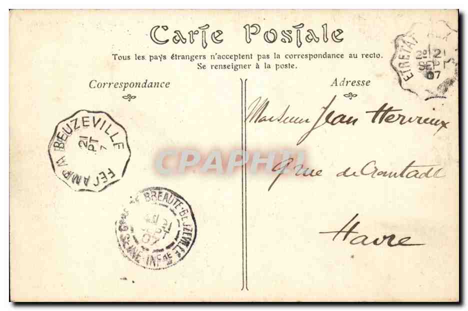 etretat CPA L'aiguille et la porte d'aval — Rückseite