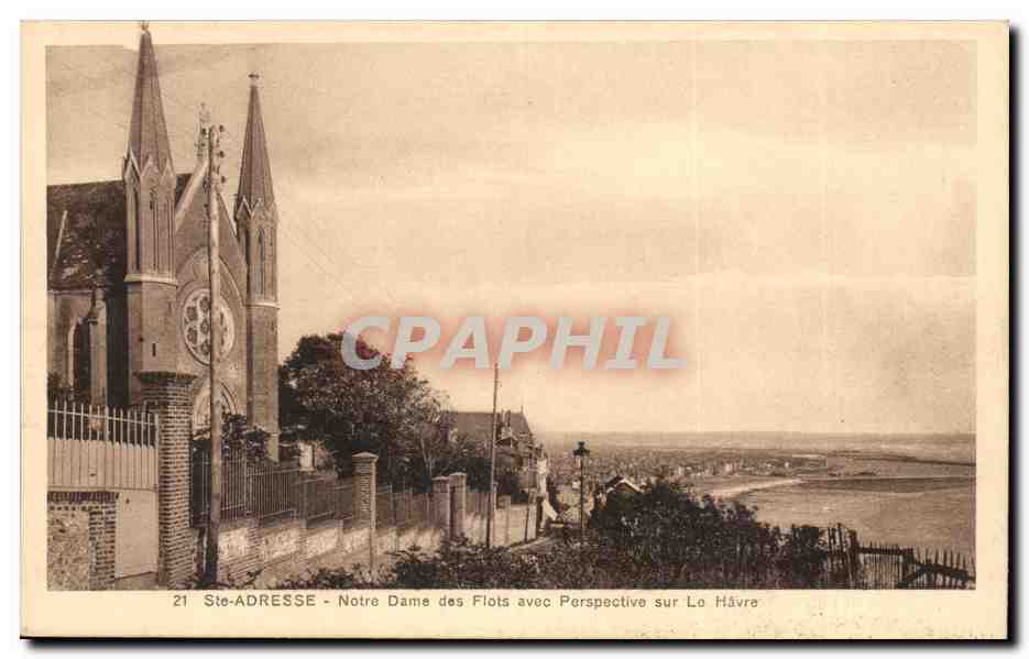 Sainte Adresse CPA Notre DAme des flots avec perspective sur la havre