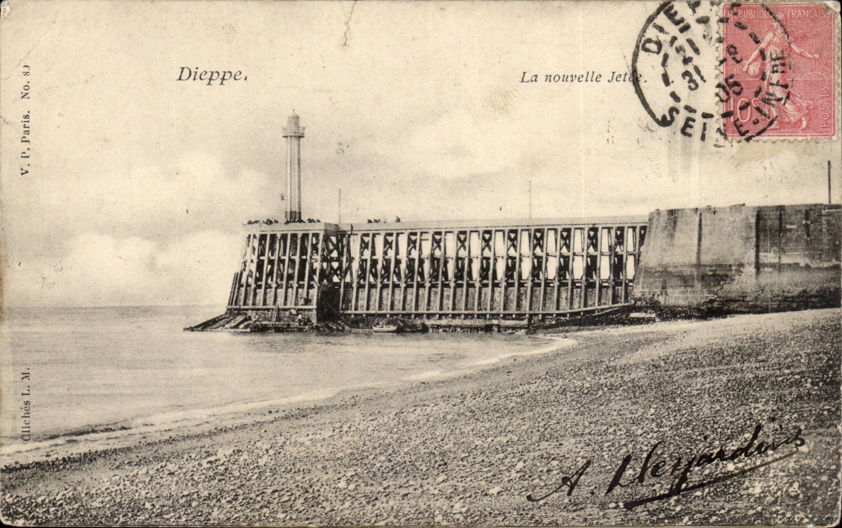 Dieppe CPA La nouvelle jetee