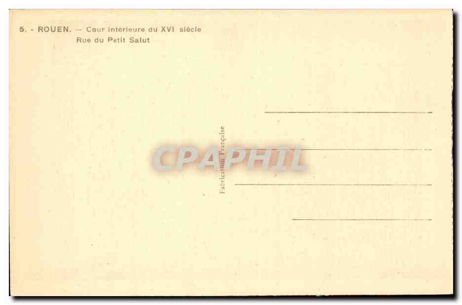 Rouen CPA Cour interieure du 16eme Rue du petit salut — Verso