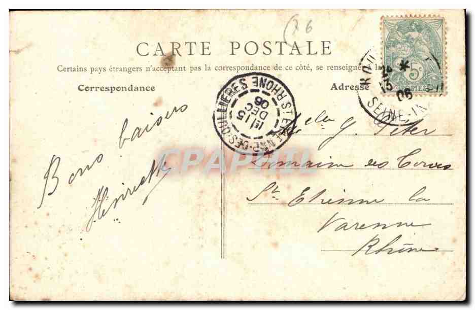 Rouen CPA Fontaine Lisieux — Verso