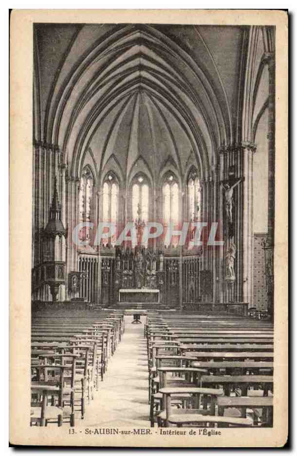 St Aubin sur Mer CPA Interieur de l'eglise