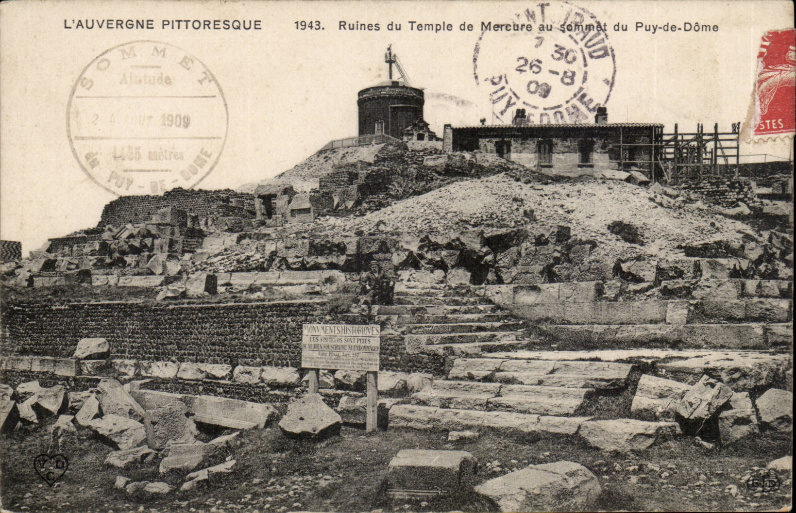 Ruines du Temple de Mercure au sommet du Puy-de-Dôme — L'Auvergne pittoresque — éditeur Alitude, n° 1485