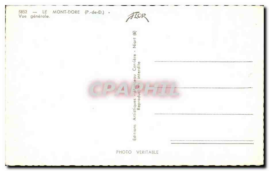 Le Mont Dore - Vue Generale - CPA  — Verso