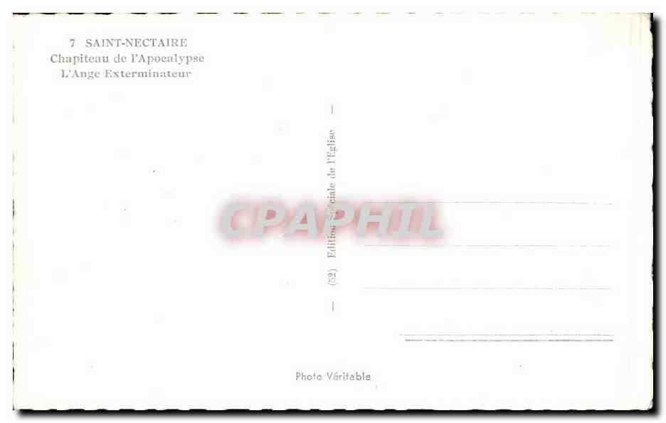 Saint Nectaire CPM Chapiteau de l'apocalypse L'ange exterminateur — Verso
