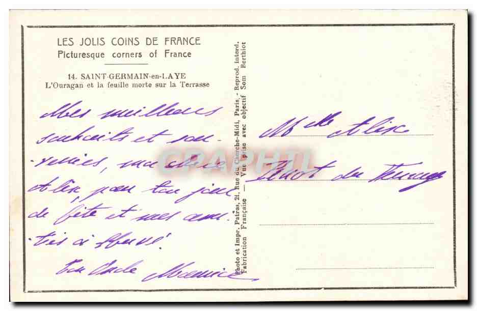 Saint-Germain-en-Laye — Der Sturm und das tote Blatt auf der Terrasse — Patras — Rückseite