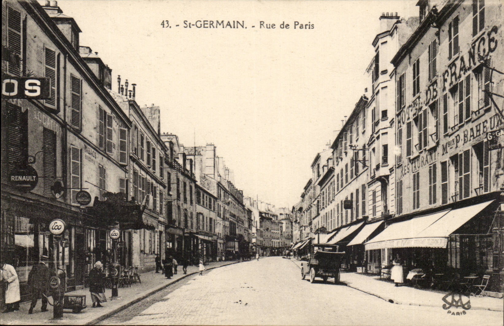 St-GERMAIN - Rue de Paris — vue de la rue avec enseignes et véhicules — éditeur 'Photorype Labellé' Paris, n°43