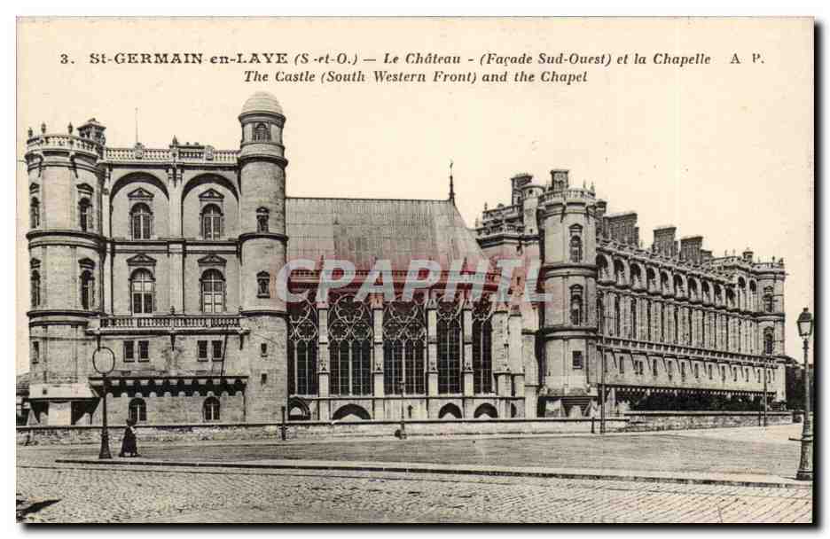 St-GERMAIN-en-LAYE — Le Château (Façade Sud-Ouest) et la Chapelle — A. Papeghin, Paris-Tours
