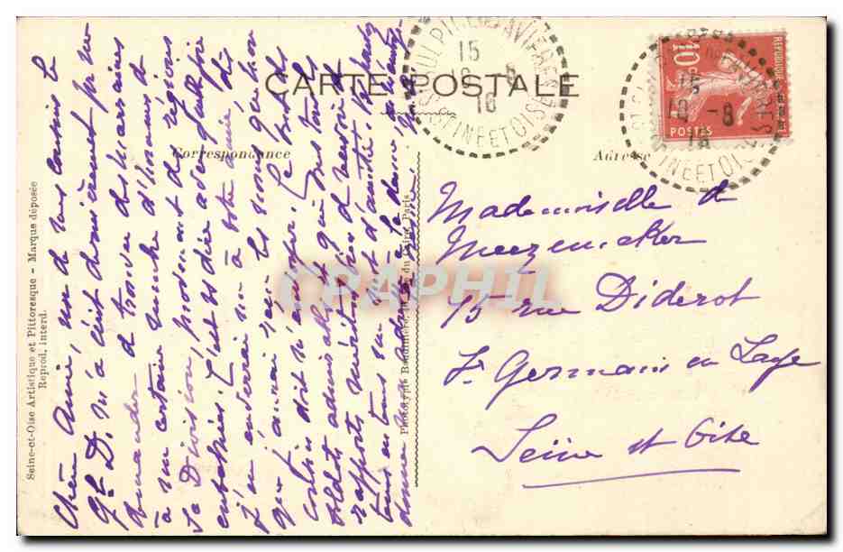 Saint Sulpice de Favieres CPA Piece d'eau du chateau de SEgrez  — Rückseite