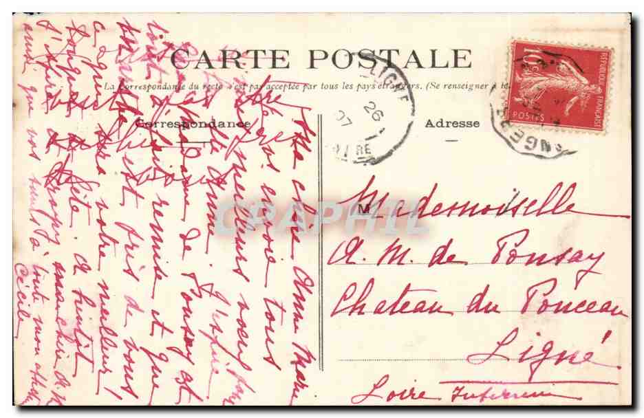 Oudon CPA Vue prise route de Nantes — Rückseite